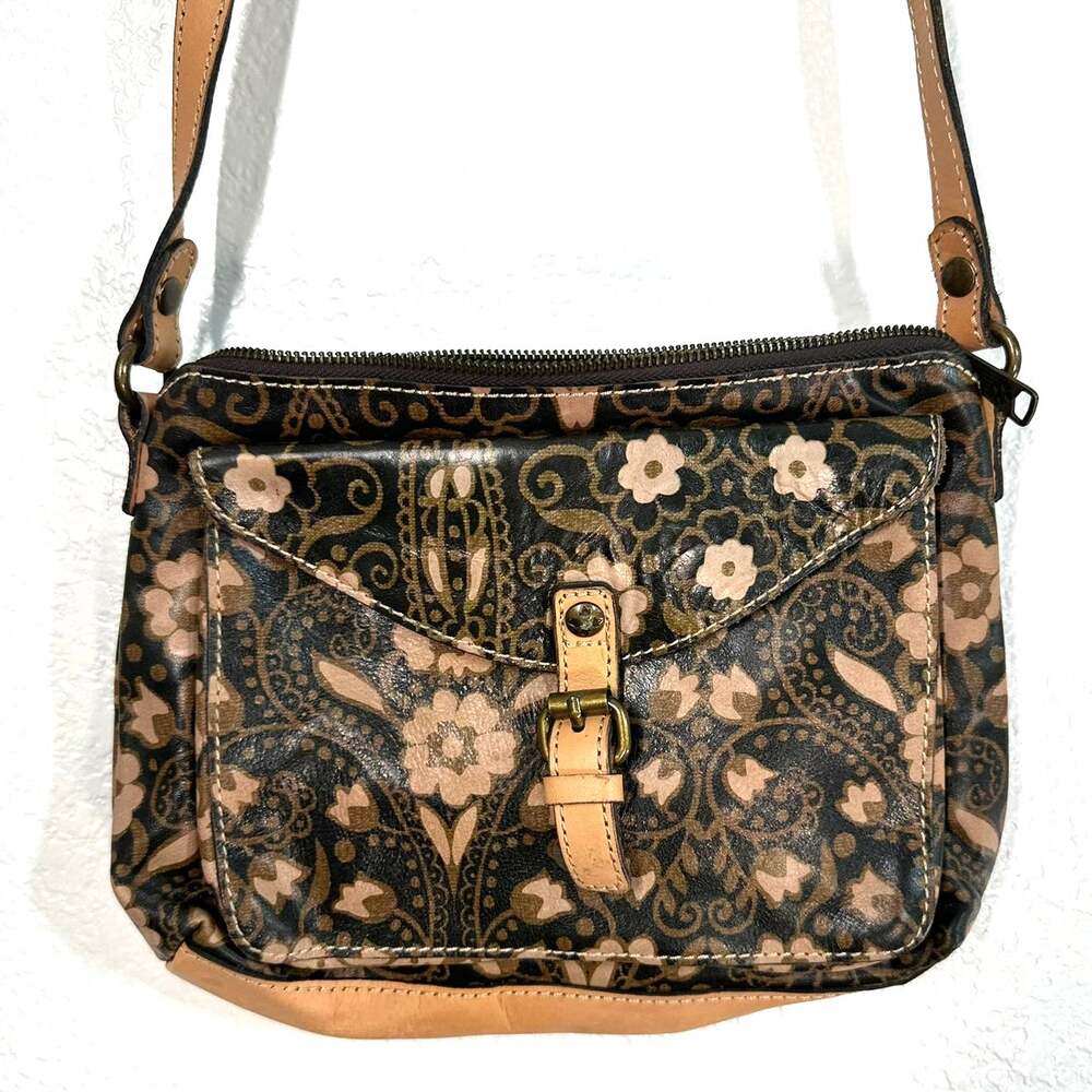 Patricia Nash patterned leather shoulder bag crossbody purse Floral Tapestry